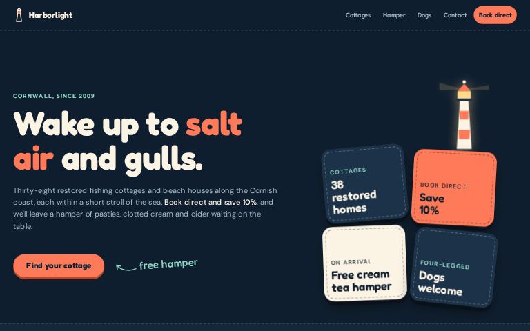 Harborlight Vacation Rentals · Hamper Deck website template