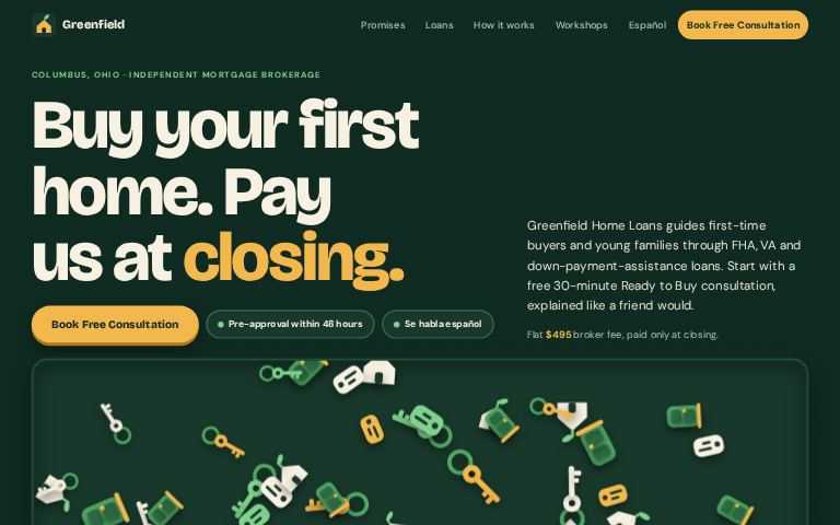 Greenfield Home Loans · Key Drop website template