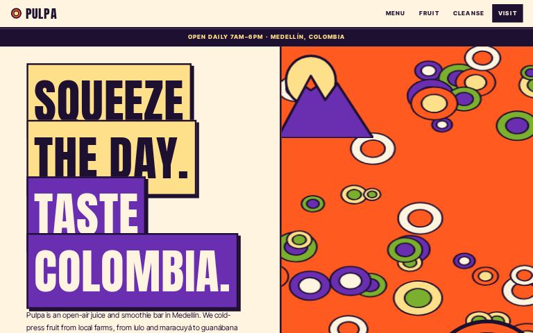 Pulpa Juice Bar · Pulp Poster Stack website template