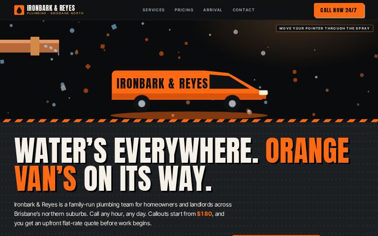 Ironbark & Reyes Plumbing · Night Shift Van website template