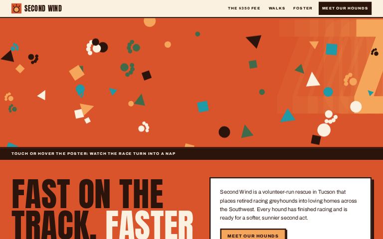 Second Wind Greyhound Rescue · Poster Sprint website template
