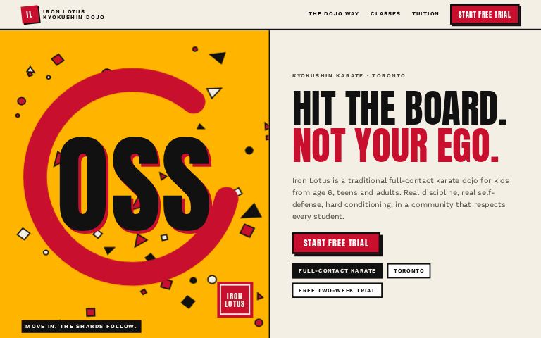 Iron Lotus Kyokushin Dojo · Oss Poster Stack website template