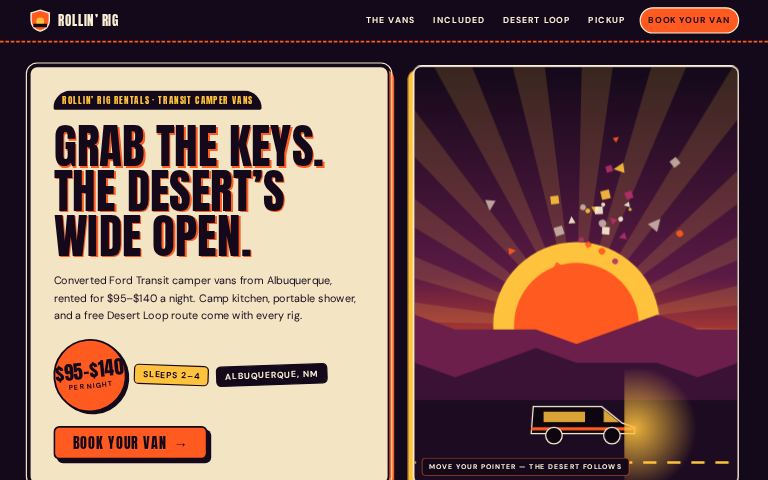 Rollin' Rig Rentals · Dusk Poster Drive website template