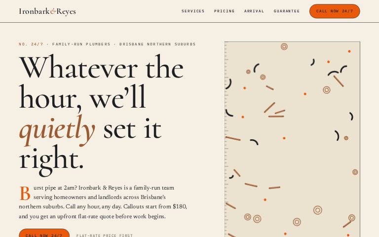 Ironbark & Reyes Plumbing · Quiet Hours website template