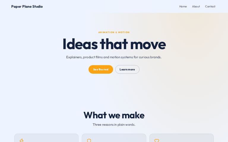 Paper Plane Studio website template