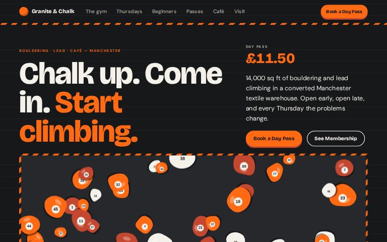 Granite & Chalk Climbing Co. · Hold Tray website template