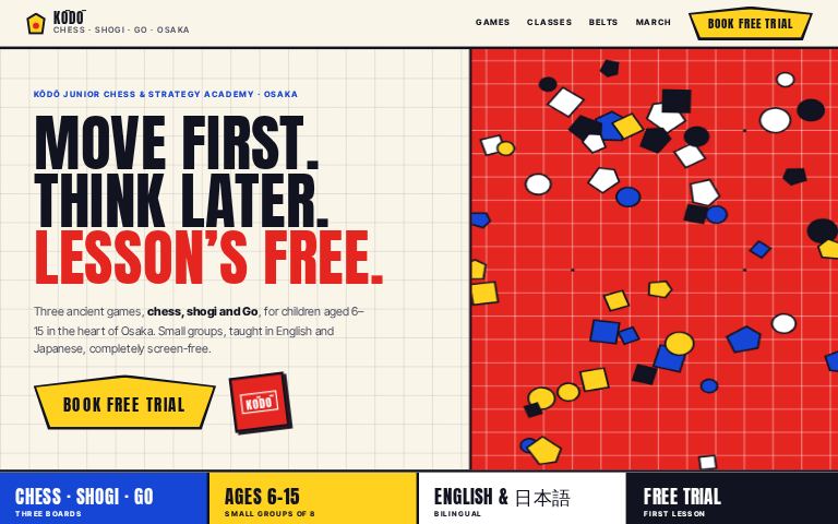 Kōdō Junior Chess & Strategy Academy · Hard Edge Dojo website template