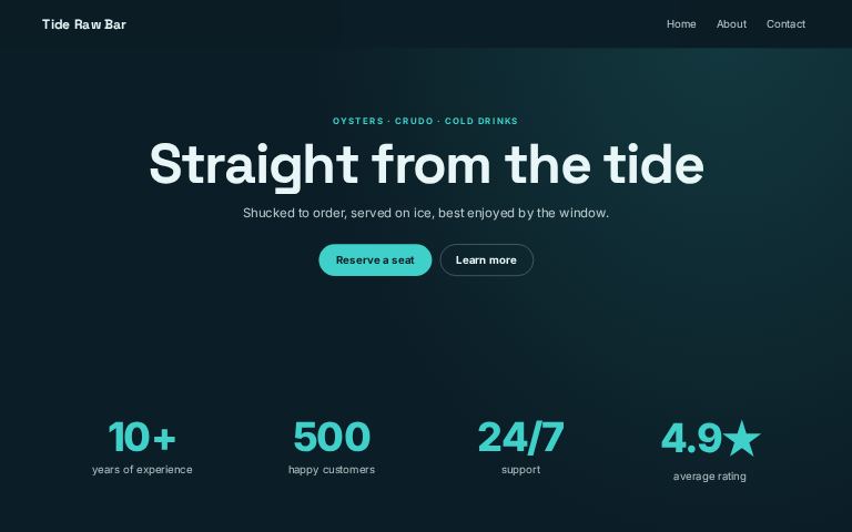 Tide Raw Bar website template