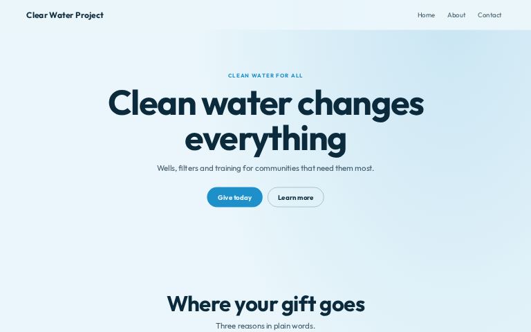Clear Water Project website template