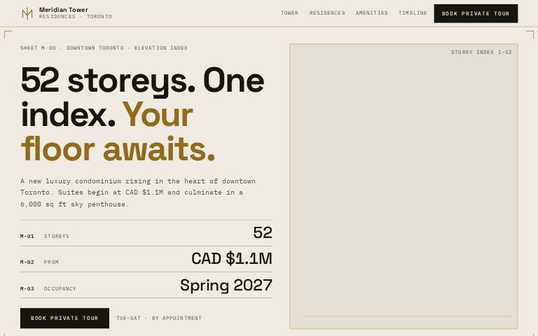 Meridian Tower Residences · Floor Index website template