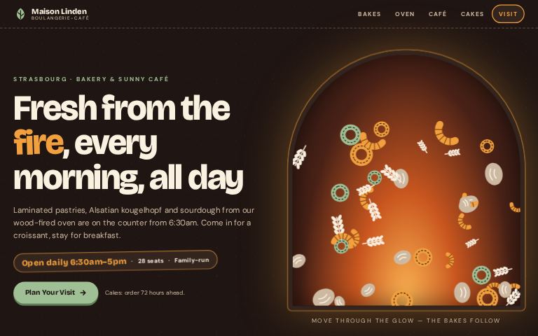 Maison Linden Boulangerie-Café · Flour & Ember Deck website template