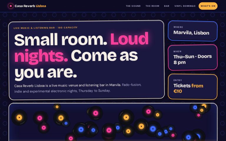 Casa Reverb Lisboa · Tile Deck Tonight website template