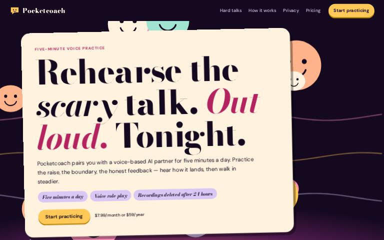 Pocketcoach · Night Chorus website template