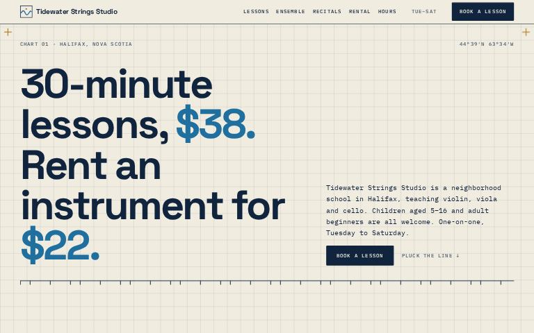 Tidewater Strings Studio · Chart Room website template